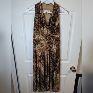 Evan Picone Brown animal print Dress V neck sleeveless size 6